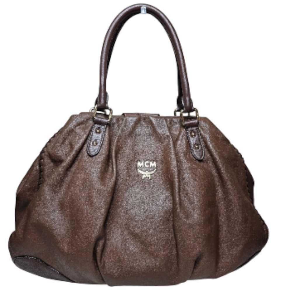 MCM Dark Brown Leather Shoulder Bag